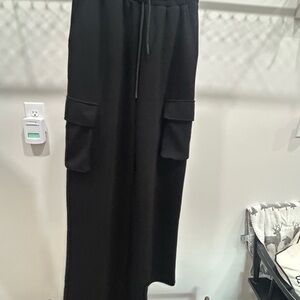 Scoops Black Track Pants with Relaxed Fit and Elastic Waistband